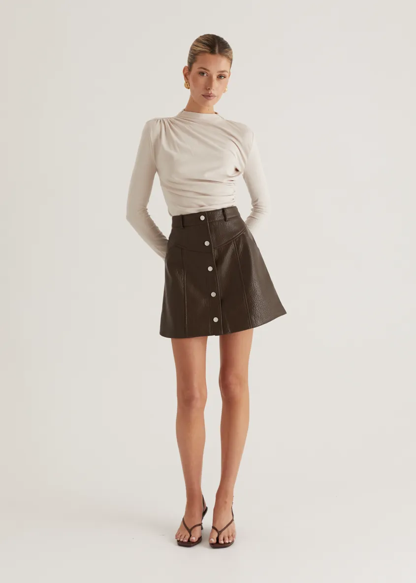 Bittersweet PU Skirt - Espresso sold by Gingham & Heels product image thumbnail 2
