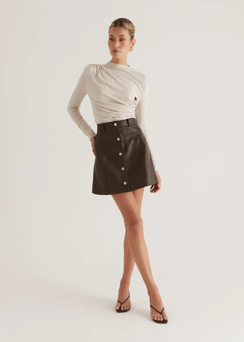 Bittersweet PU Skirt - Espresso sold by Gingham & Heels product image thumbnail 3