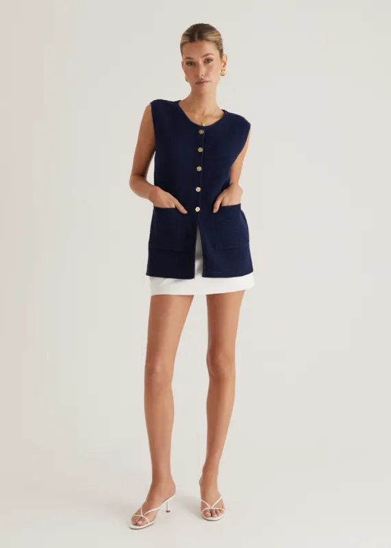 Tiffany Knit Vest - Navy sold by Gingham & Heels
