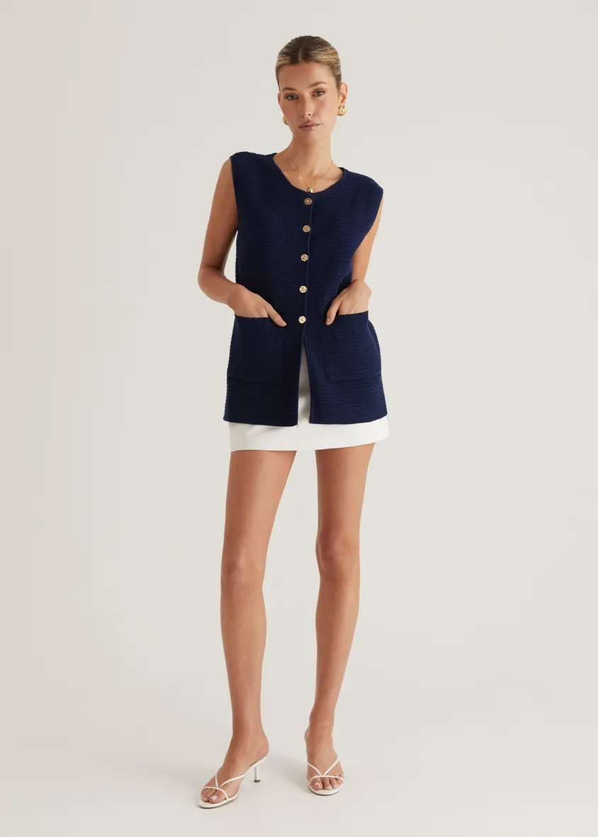 Tiffany Knit Vest - Navy sold by Gingham & Heels
