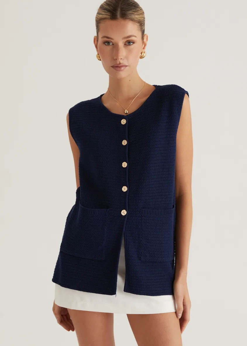 Tiffany Knit Vest - Navy sold by Gingham & Heels product image thumbnail 2