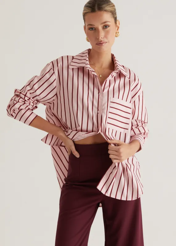 Poppy Shirt - Pink Stripe sold by Gingham & Heels