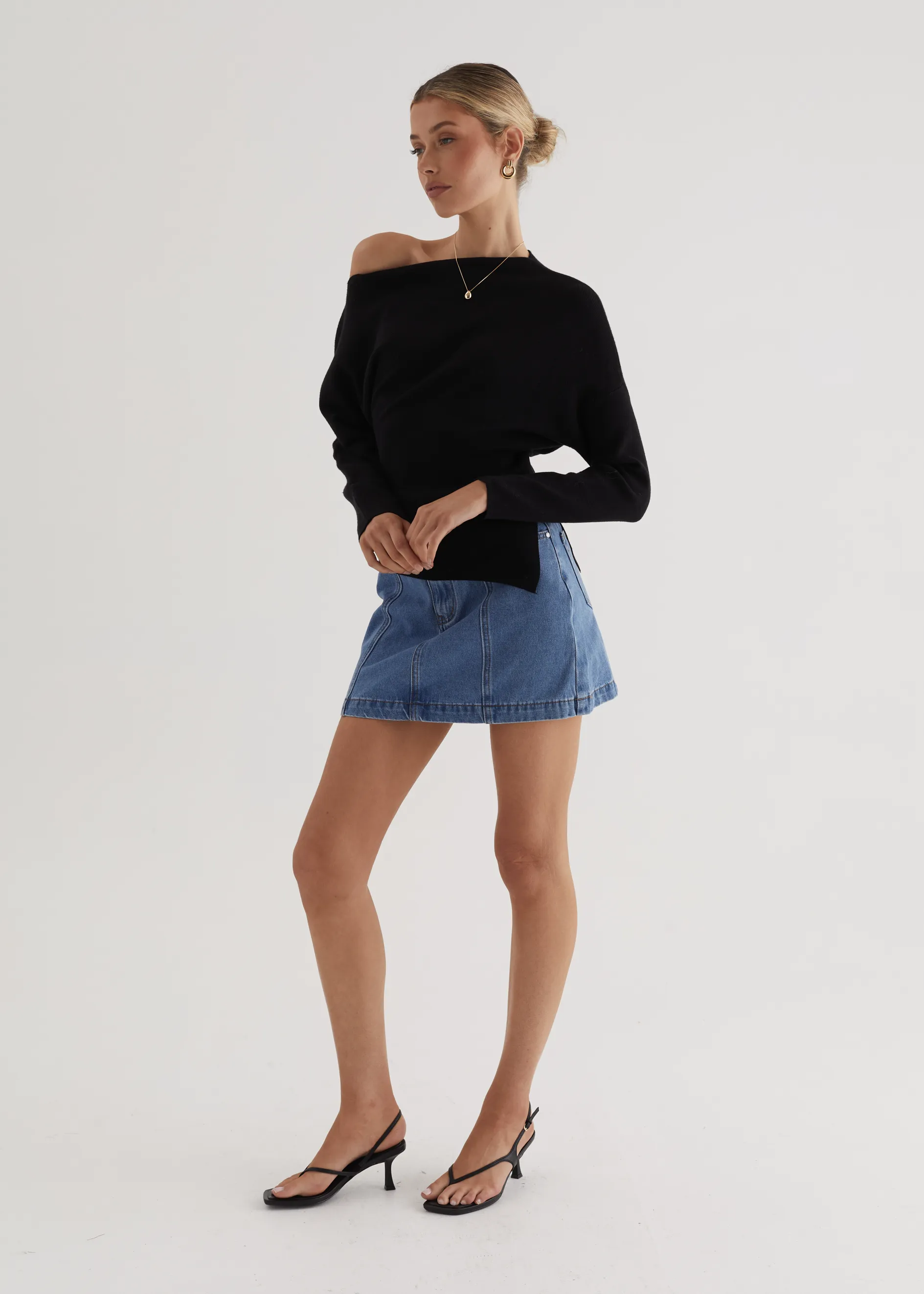 Willowly One Shoulder Knit Top - Black sold by Gingham & Heels product image thumbnail 2