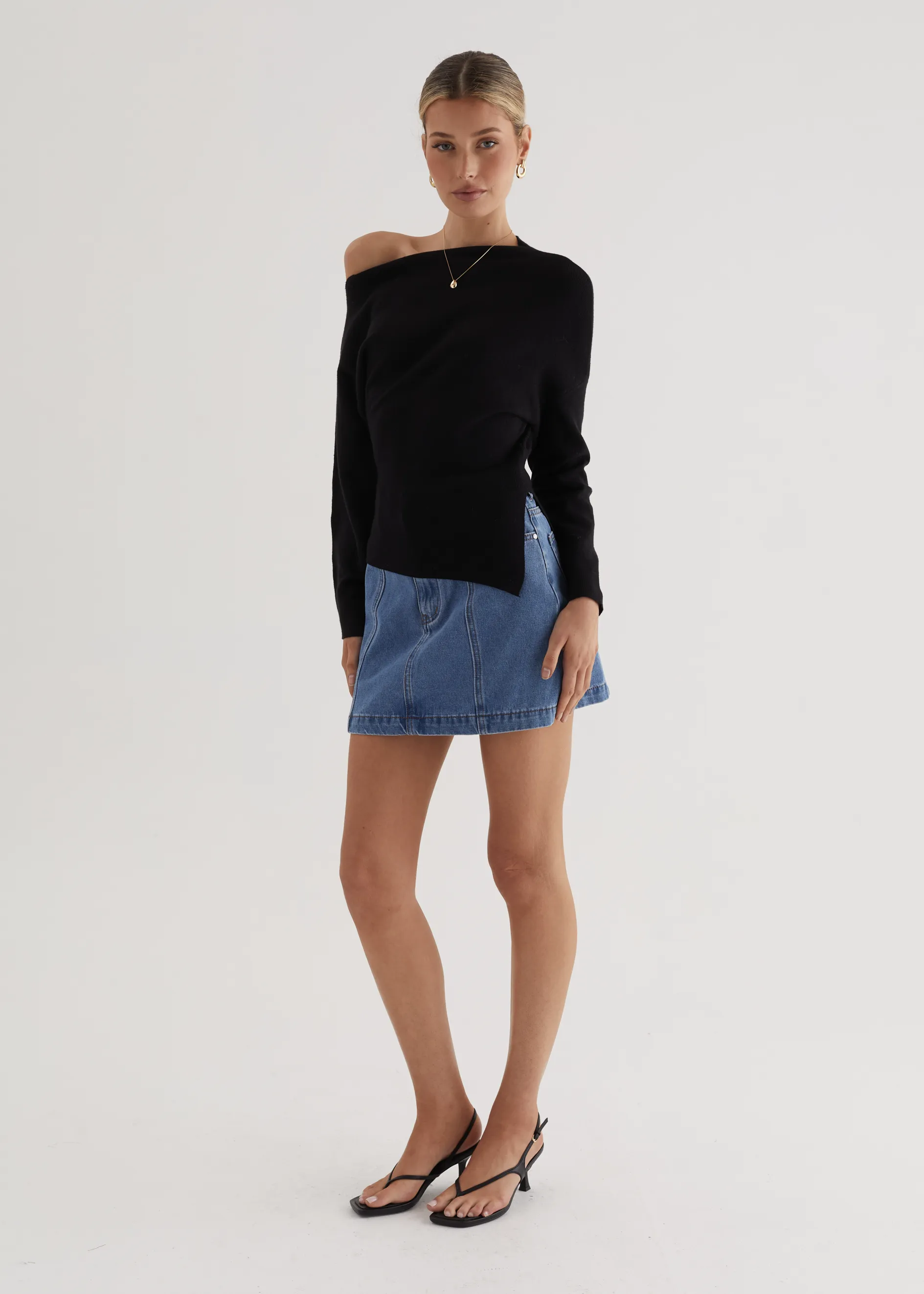 Willowly One Shoulder Knit Top - Black sold by Gingham & Heels product image thumbnail 5