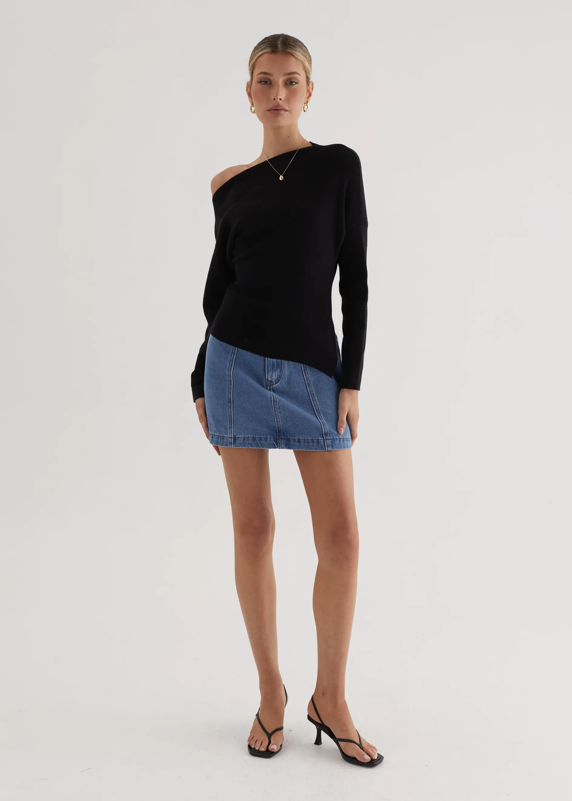 Willowly One Shoulder Knit Top - Black sold by Gingham & Heels product image thumbnail 4