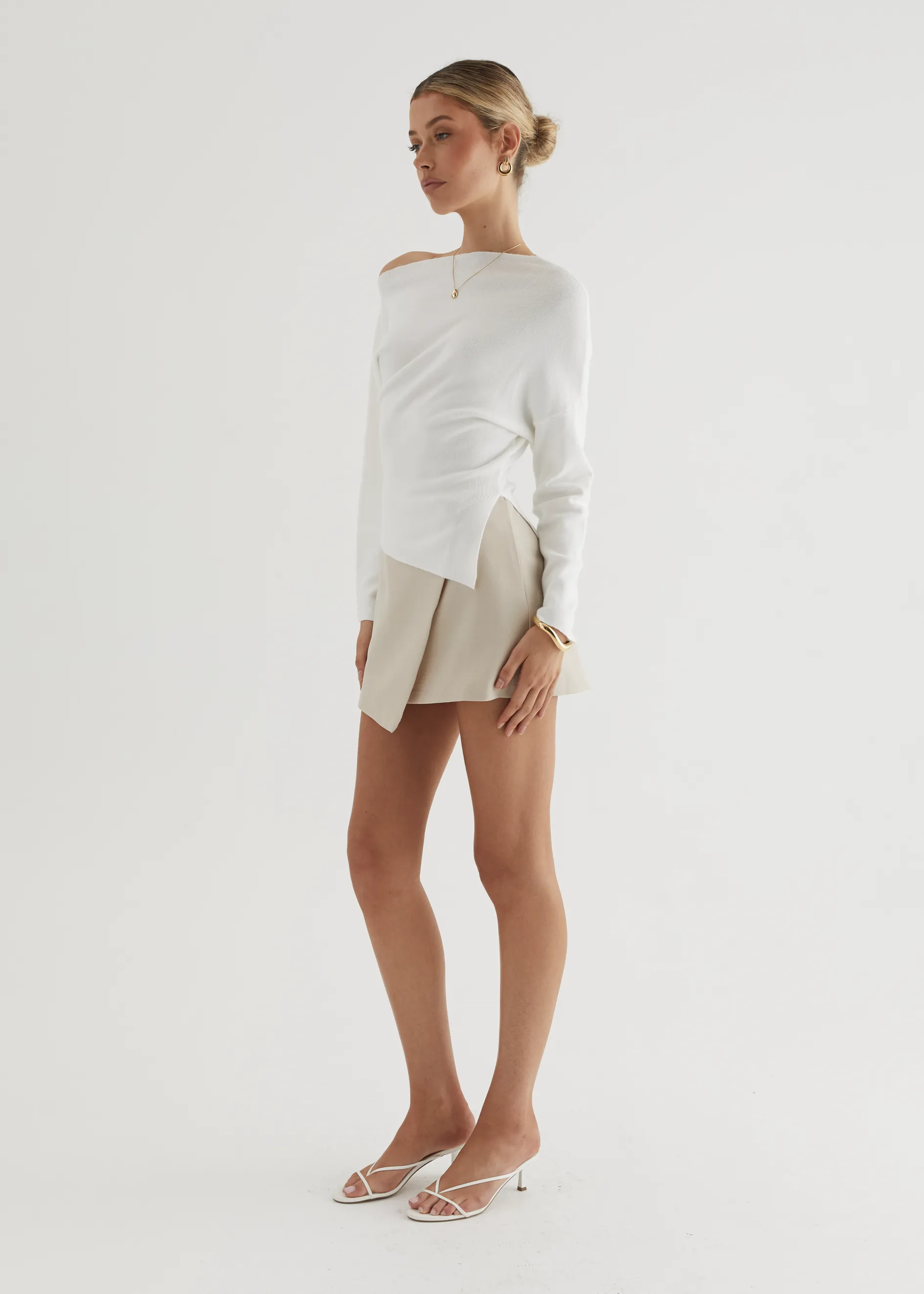 Willowly One Shoulder Knit Top - Off White sold by Gingham & Heels product image thumbnail 5