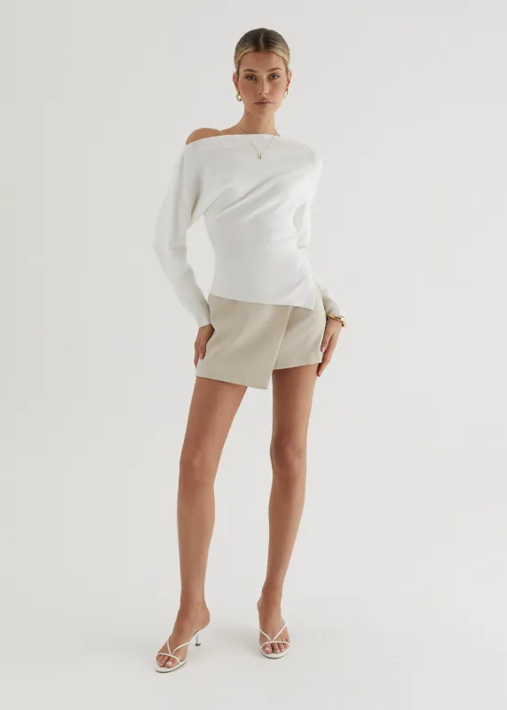Willowly One Shoulder Knit Top - Off White sold by Gingham & Heels