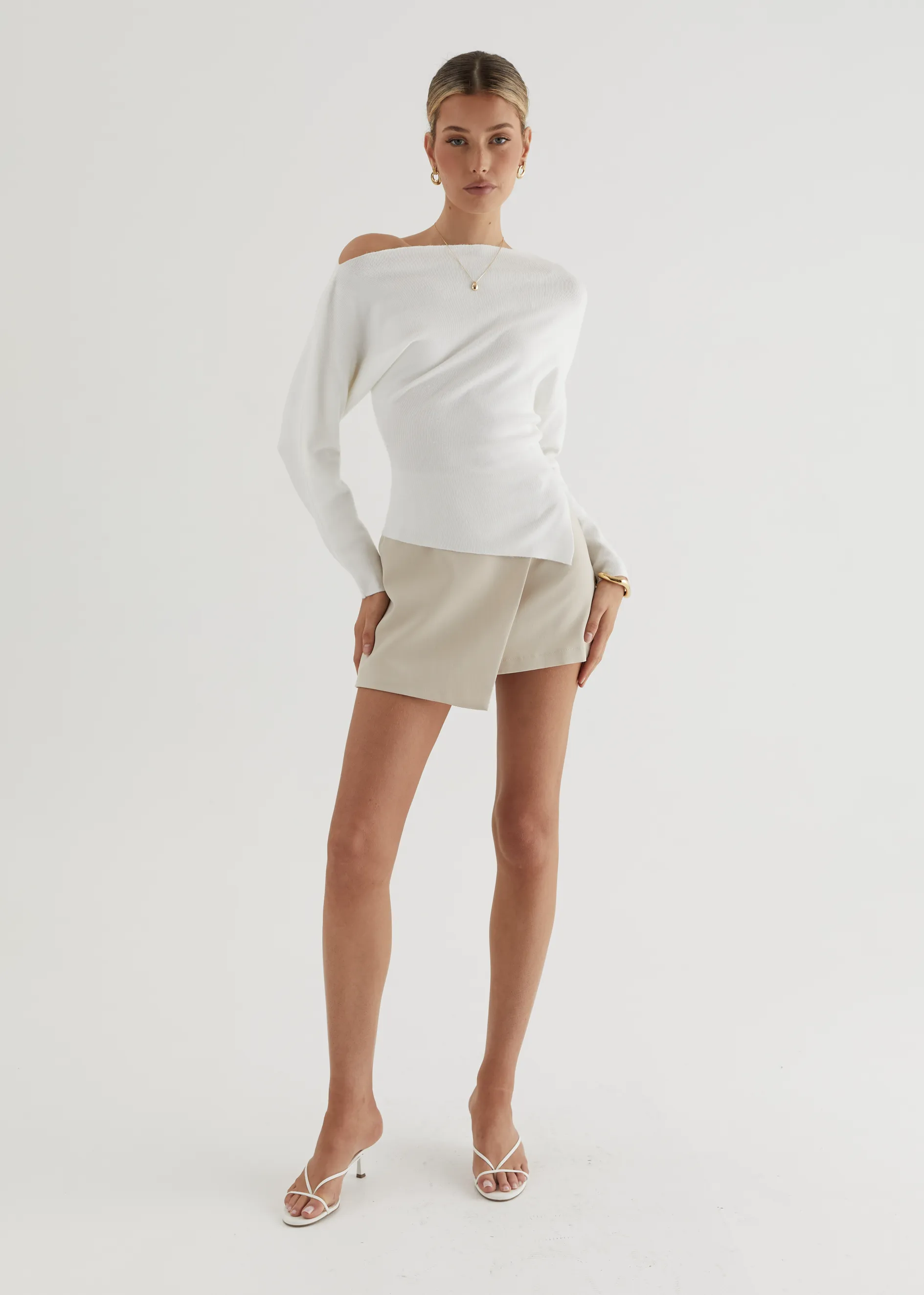 Willowly One Shoulder Knit Top - Off White sold by Gingham & Heels