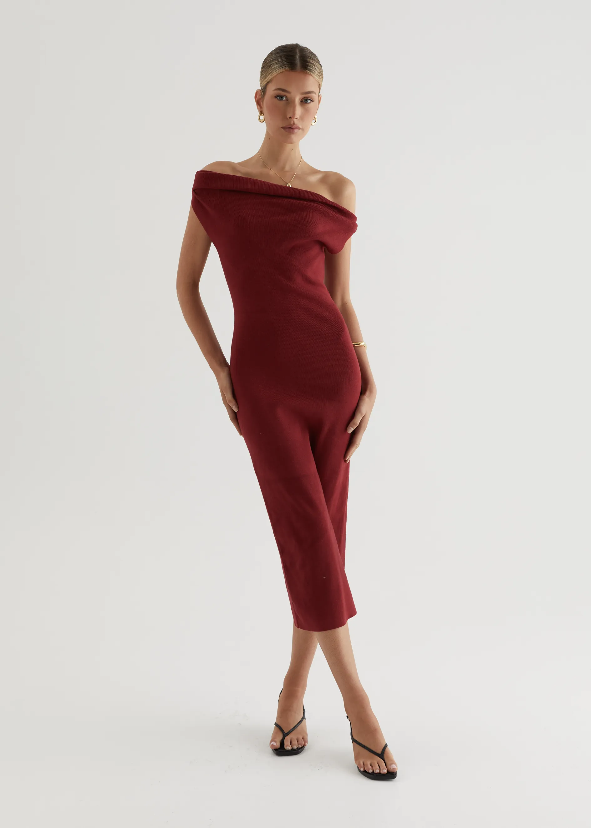 Serenade Knit Midi Dress - Wine sold by Gingham & Heels