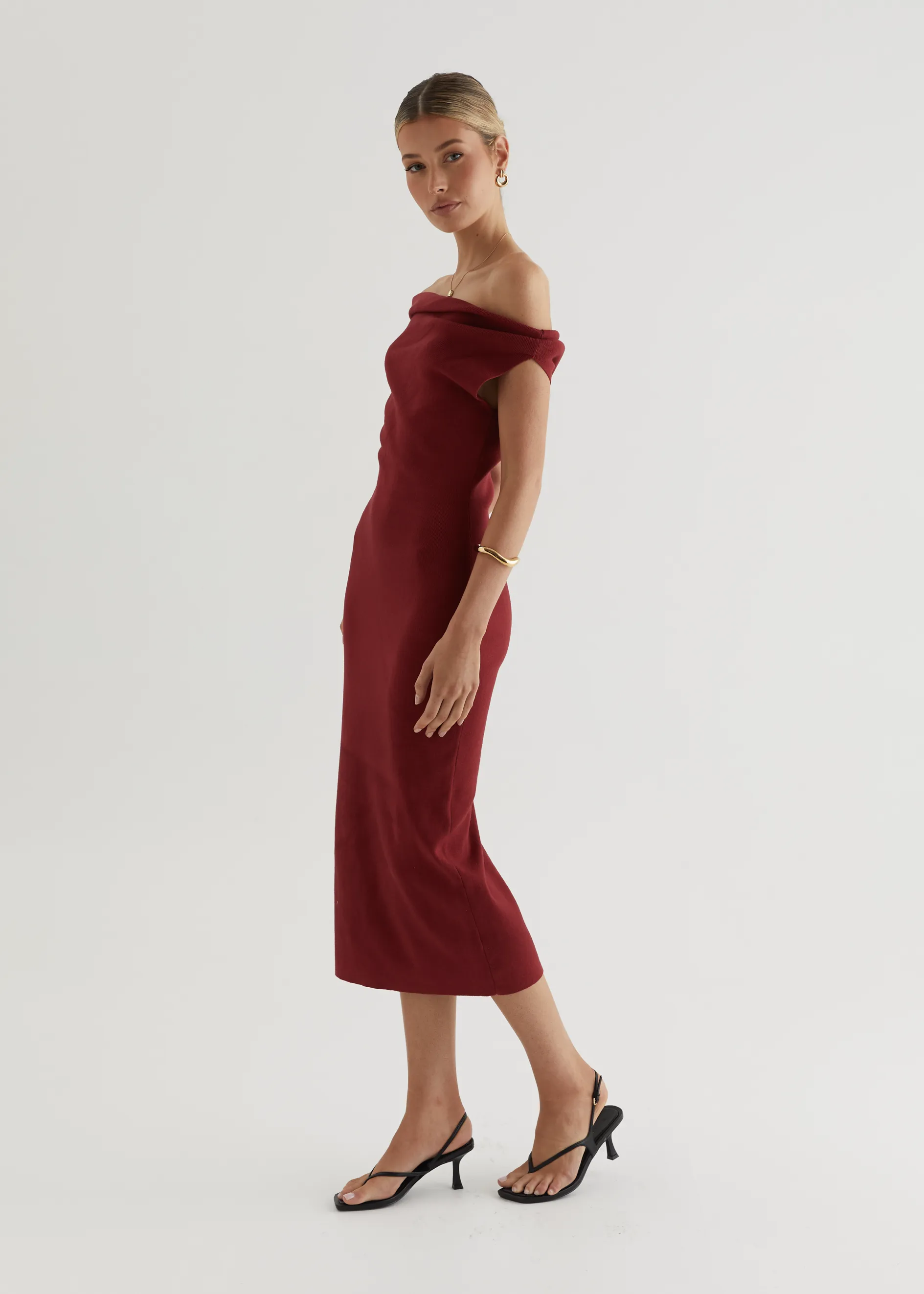 Serenade Knit Midi Dress - Wine sold by Gingham & Heels product image thumbnail 5
