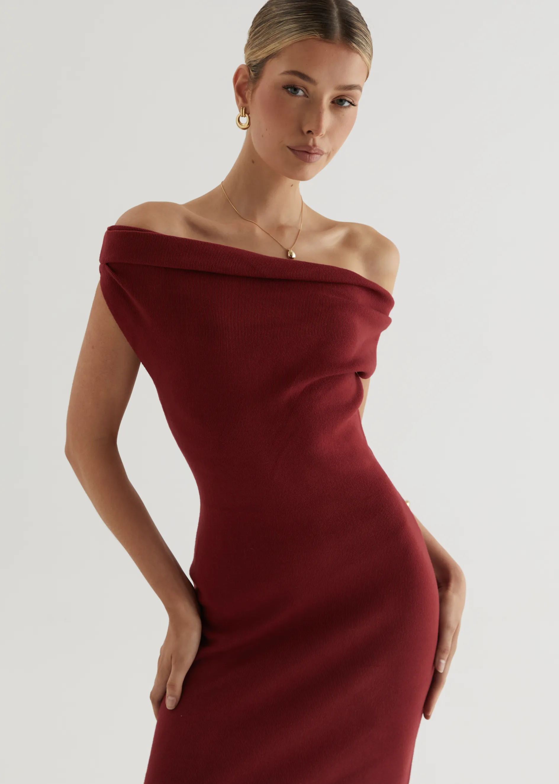 Serenade Knit Midi Dress - Wine sold by Gingham & Heels product image thumbnail 2