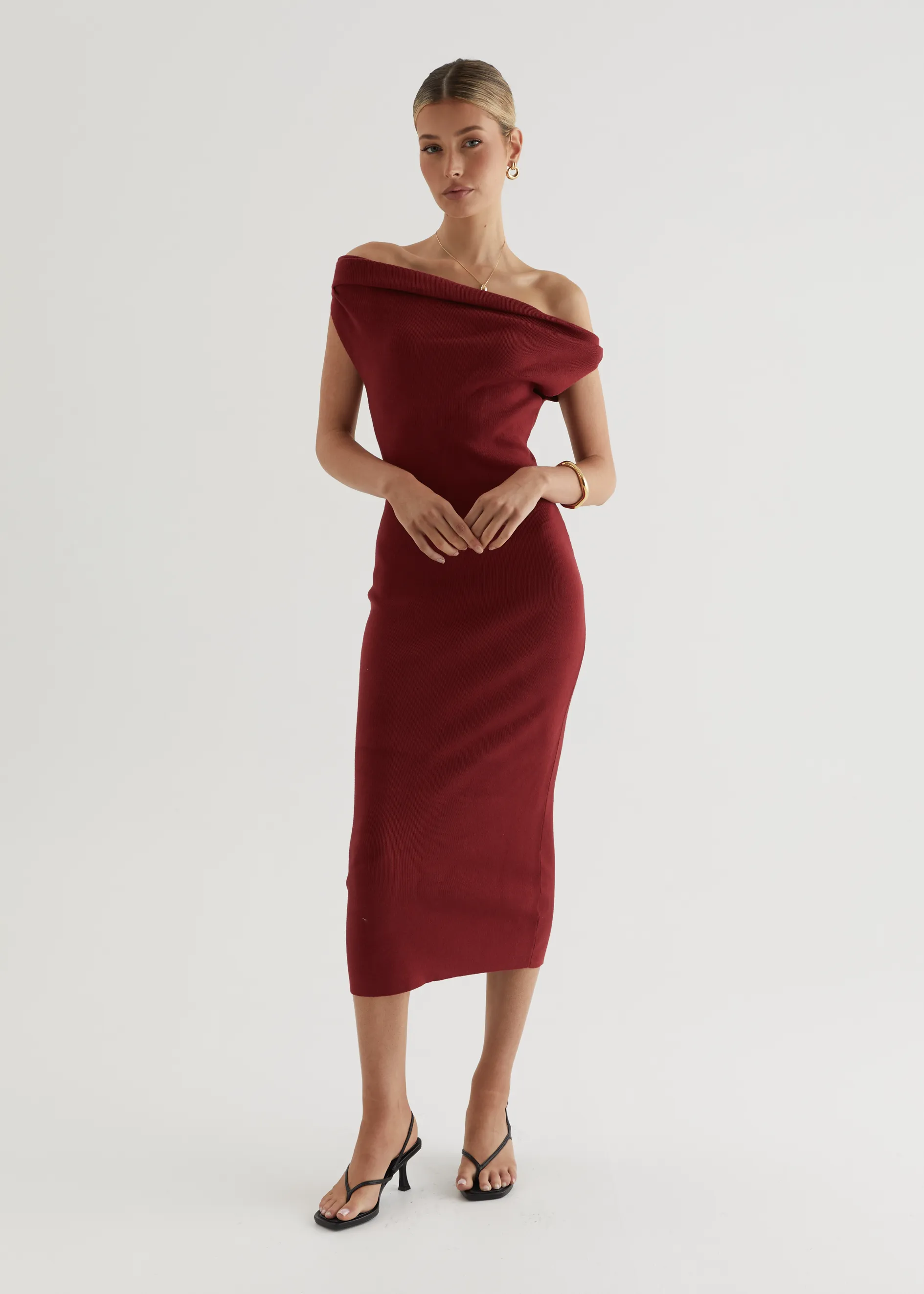 Serenade Knit Midi Dress - Wine sold by Gingham & Heels product image thumbnail 3