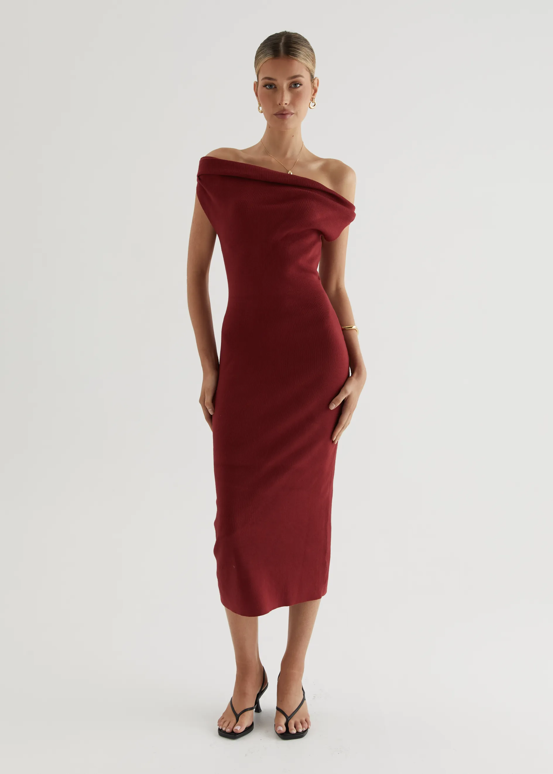 Serenade Knit Midi Dress - Wine sold by Gingham & Heels product image thumbnail 4