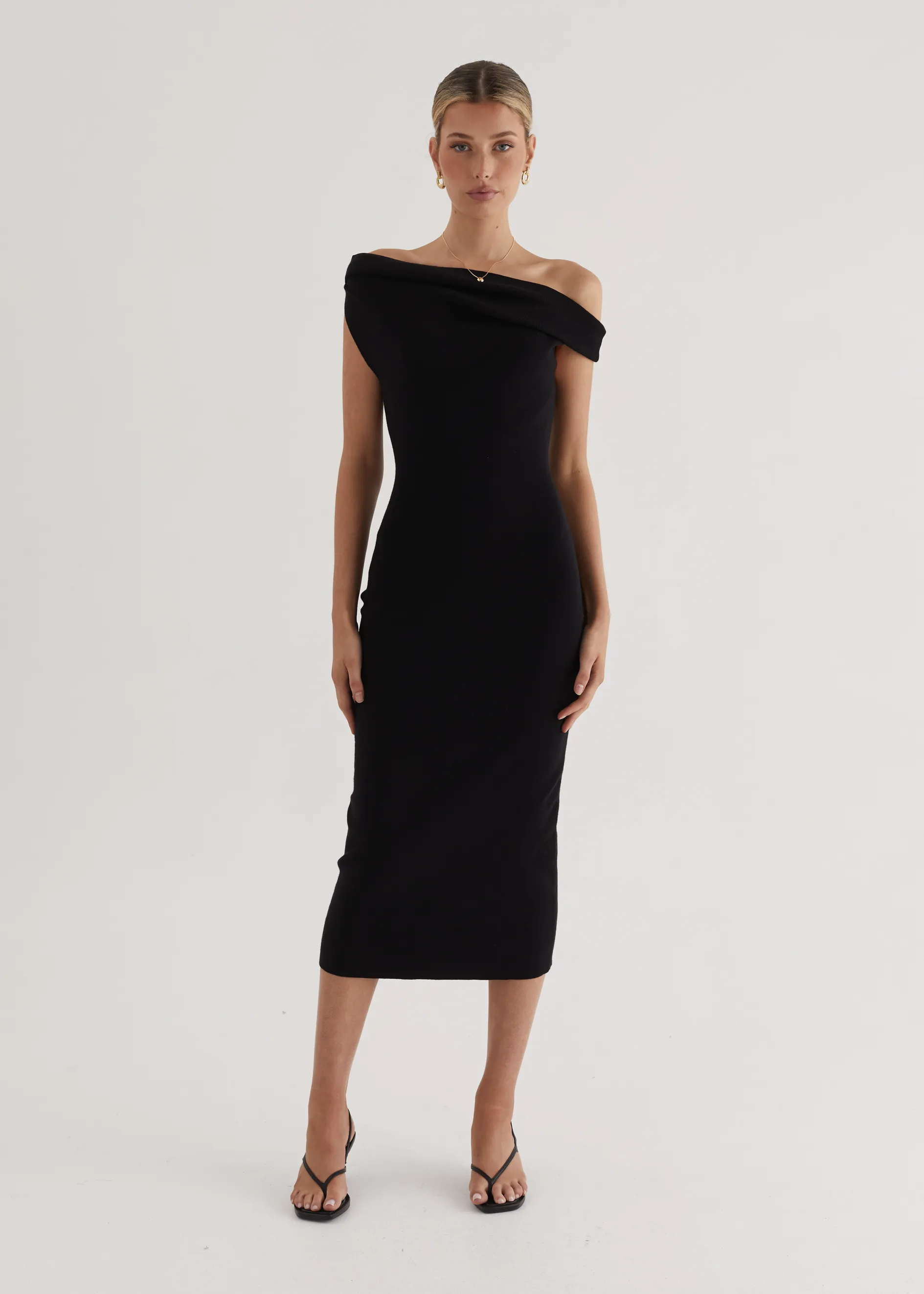 Serenade Knit Midi Dress - Black sold by Gingham & Heels product image thumbnail 4