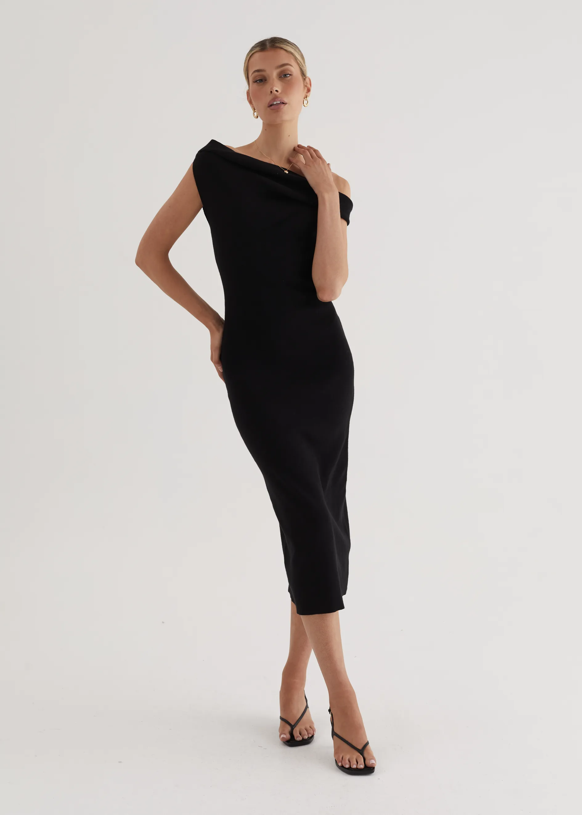 Serenade Knit Midi Dress - Black sold by Gingham & Heels product image thumbnail 3