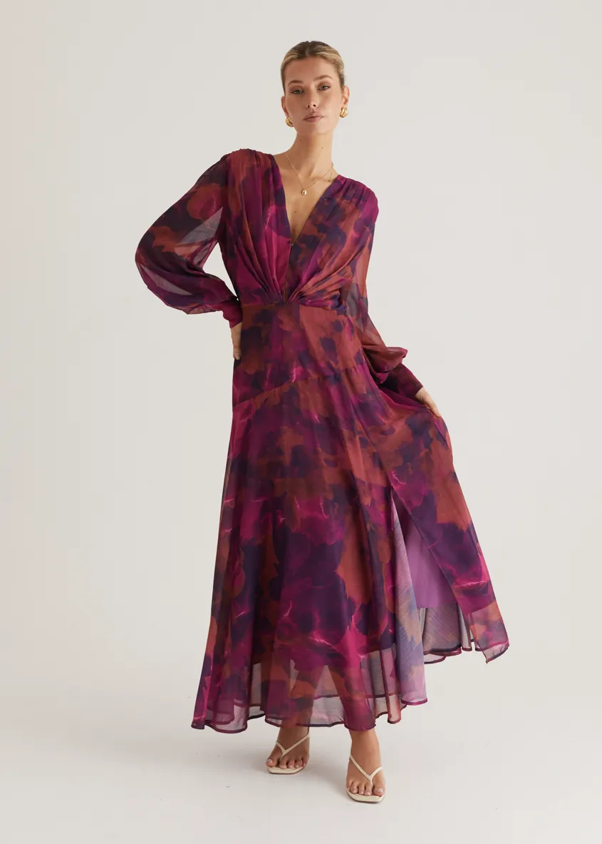 Frida Maxi Dress - Magenta Splash sold by Gingham & Heels