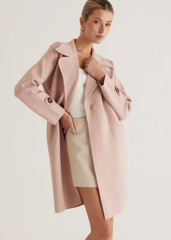 Chayso Knit Coat - Blush sold by Gingham & Heels