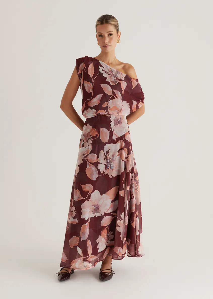 Tatum Maxi Skirt - Burgundy Floral sold by Gingham & Heels product image thumbnail 4