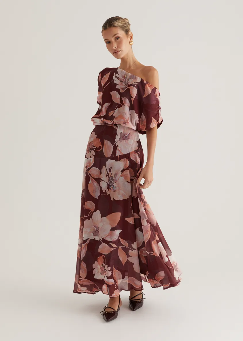 Tatum Maxi Skirt - Burgundy Floral sold by Gingham & Heels product image thumbnail 5