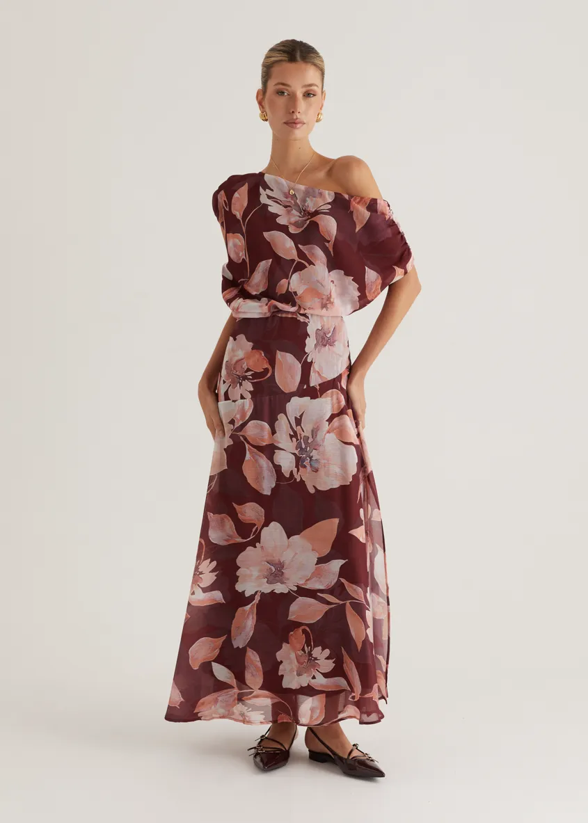 Tatum Maxi Skirt - Burgundy Floral sold by Gingham & Heels product image thumbnail 3