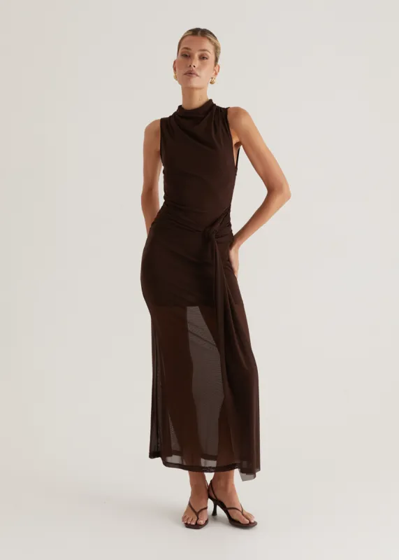 Senorita Mesh Maxi Dress - Chocolate sold by Gingham & Heels