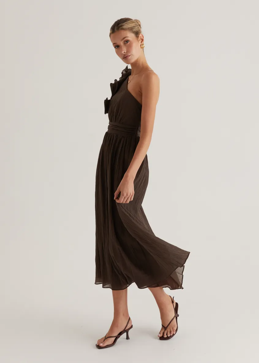 Iksie One Shoulder Maxi Dress - Chocolate sold by Gingham & Heels product image thumbnail 3