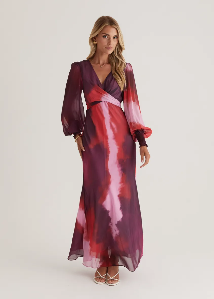Camellia Midi Dress - Plum Tie Dye sold by Gingham & Heels product image thumbnail 2