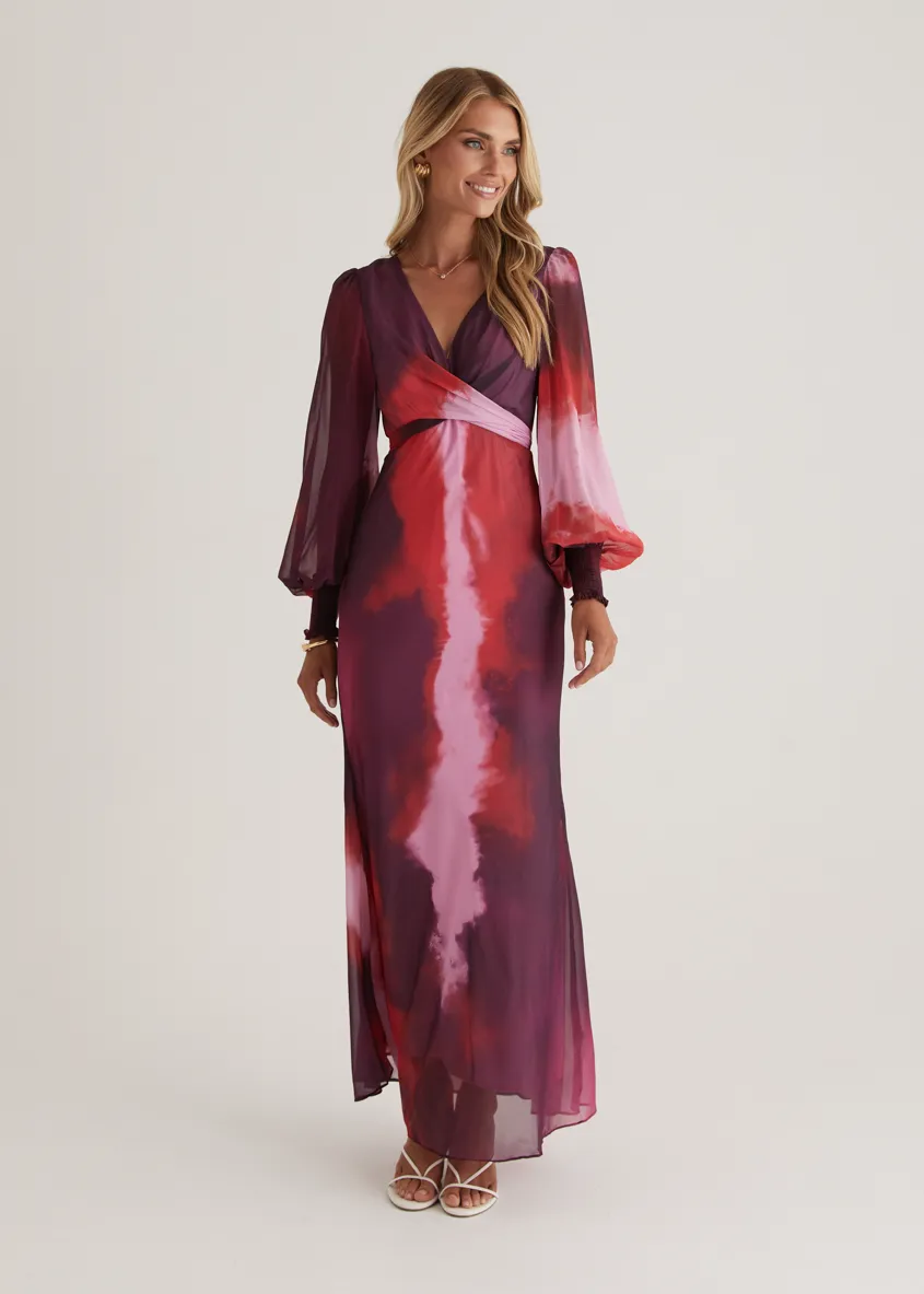 Camellia Midi Dress - Plum Tie Dye sold by Gingham & Heels product image thumbnail 4