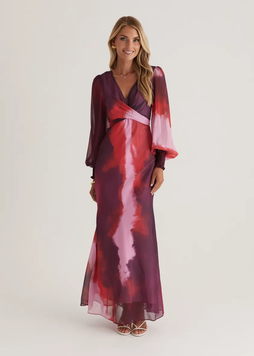 Camellia Midi Dress - Plum Tie Dye sold by Gingham & Heels product image thumbnail 5