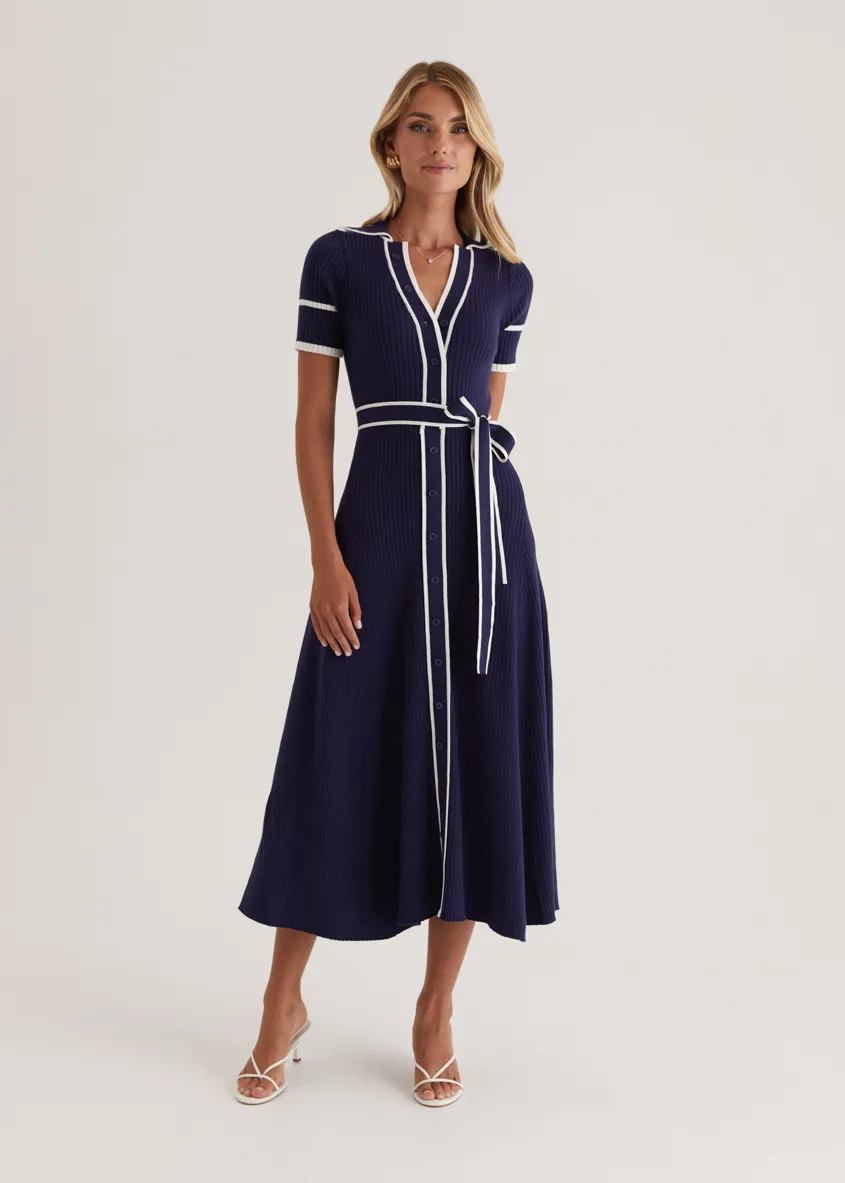 Jules Knit Midi Dress - Navy sold by Gingham & Heels product image thumbnail 3