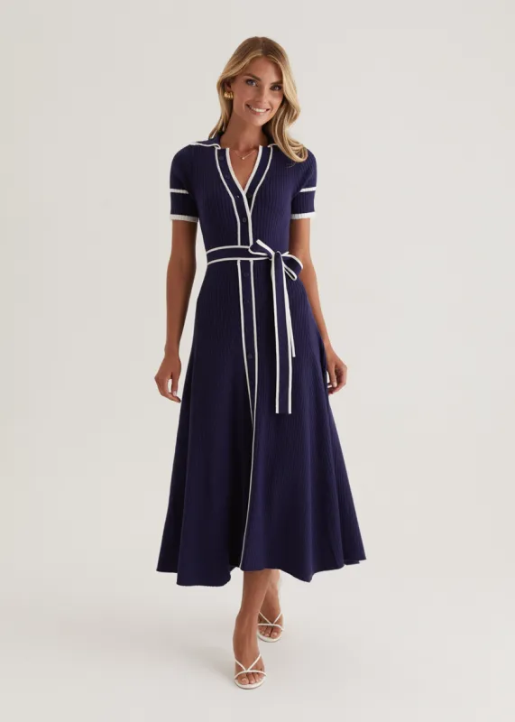 Jules Knit Midi Dress - Navy sold by Gingham & Heels