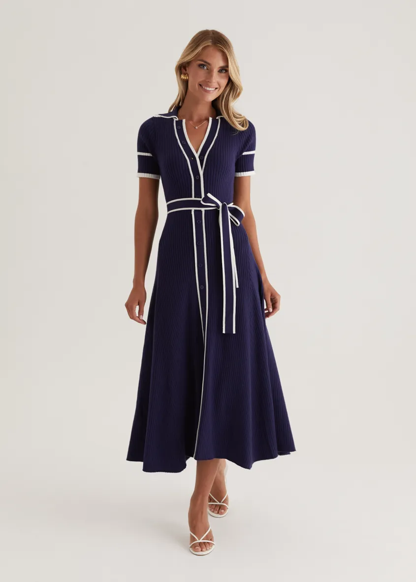 Jules Knit Midi Dress - Navy sold by Gingham & Heels