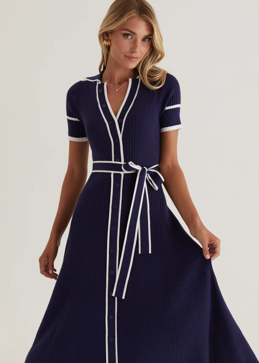 Jules Knit Midi Dress - Navy sold by Gingham & Heels product image thumbnail 2