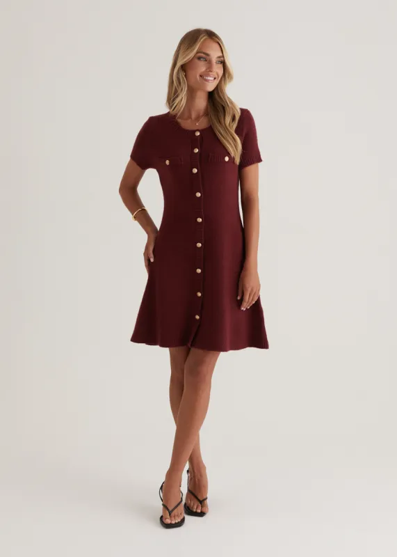 Savannah Knit Dress - Wine sold by Gingham & Heels