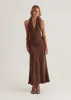 Serento Halter Maxi Dress - Chocolate sold by Gingham & Heels