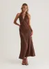 Serento Halter Maxi Dress - Chocolate sold by Gingham & Heels
