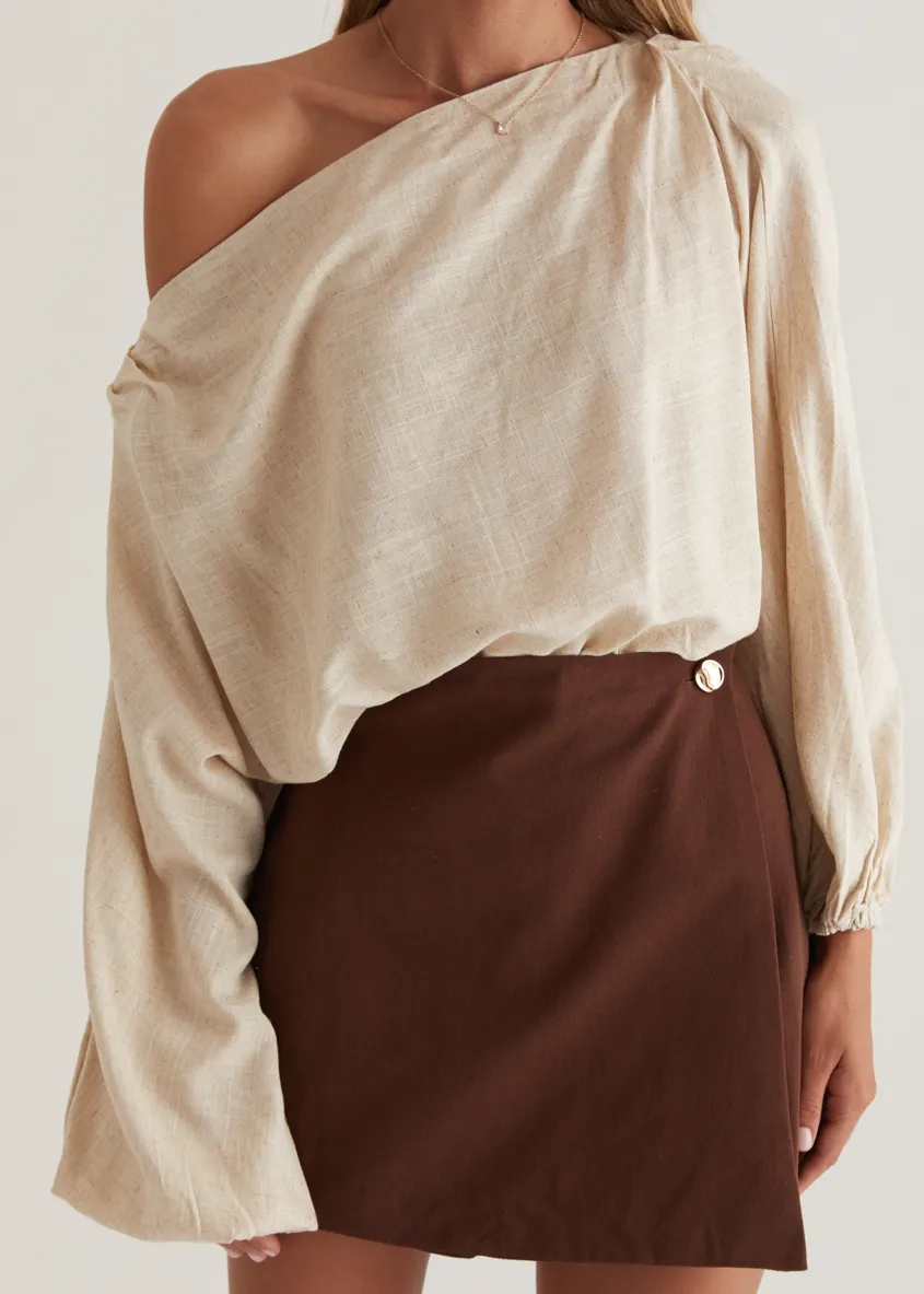 Marlowe Drop Shoulder Top - Natural sold by Gingham & Heels product image thumbnail 2