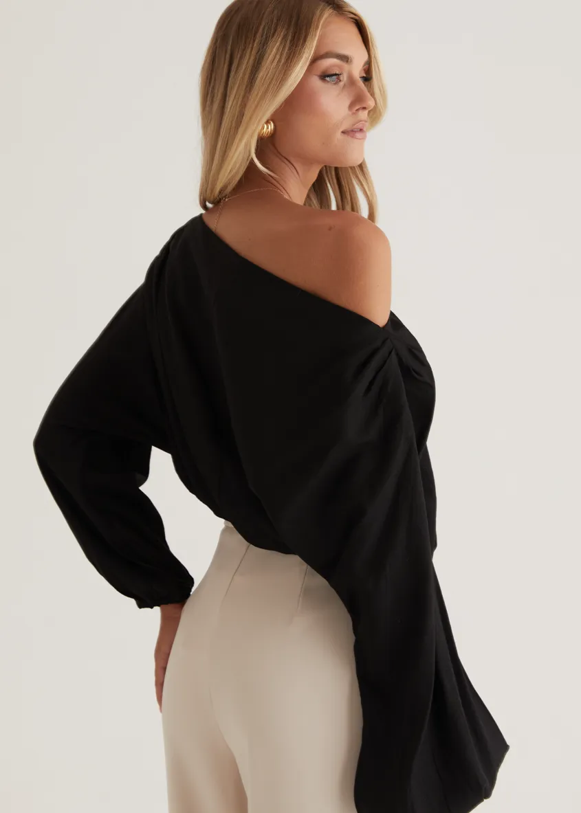 Marlowe Drop Shoulder Top - Black sold by Gingham & Heels product image thumbnail 2
