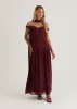 PRE-ORDER:Kirah Off Shoulder Maxi Dress - Wine sold by Gingham & Heels
