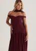 PRE-ORDER:Kirah Off Shoulder Maxi Dress - Wine sold by Gingham & Heels