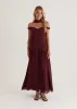 PRE-ORDER:Kirah Off Shoulder Maxi Dress - Wine sold by Gingham & Heels