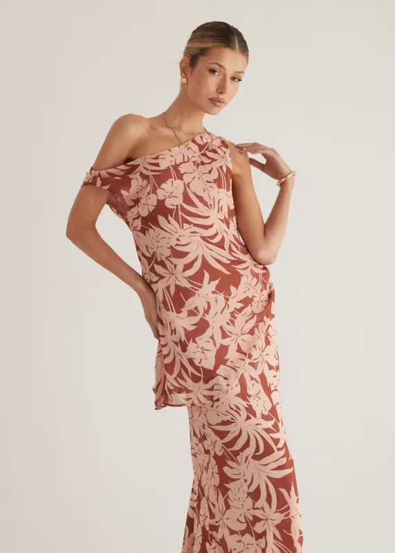 Cartez Off Shoulder Top - Bronze Palm sold by Gingham & Heels