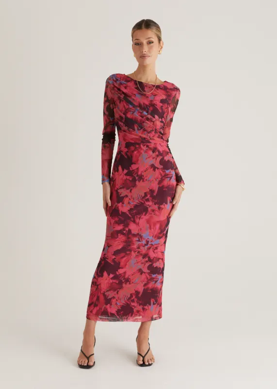 Ashville Mesh Maxi Dress - Pink Floral sold by Gingham & Heels