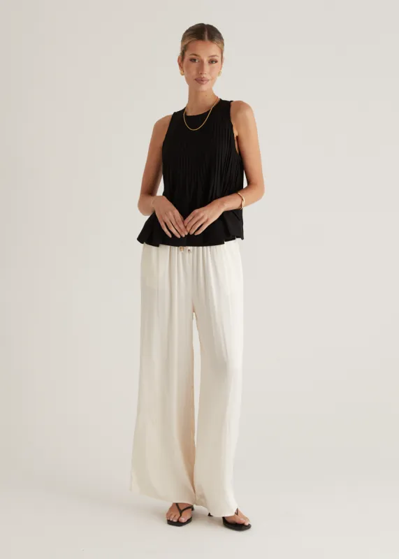 Norvina Pleated Top - Black sold by Gingham & Heels