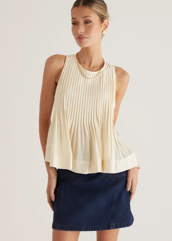 Norvina Pleated Top - Cream sold by Gingham & Heels