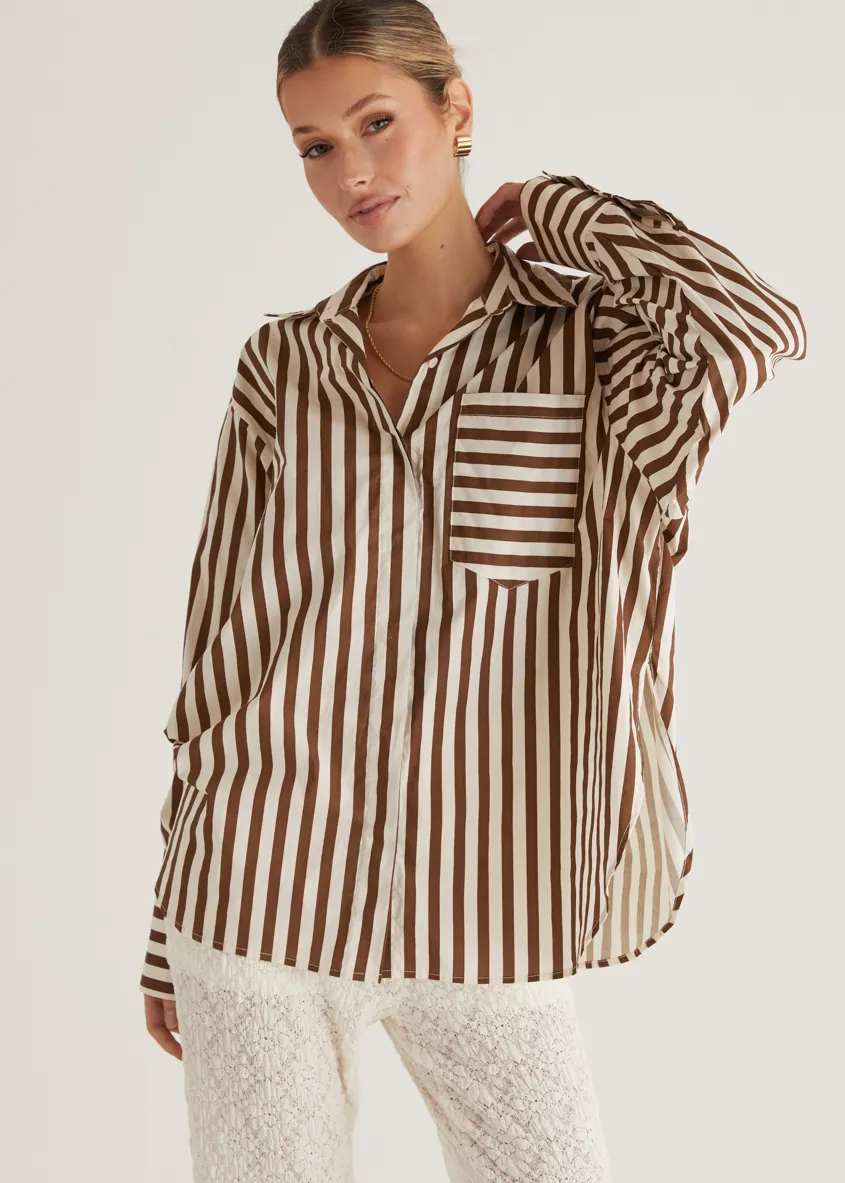 Lola Shirt - Choc Stripe sold by Gingham & Heels product image thumbnail 3
