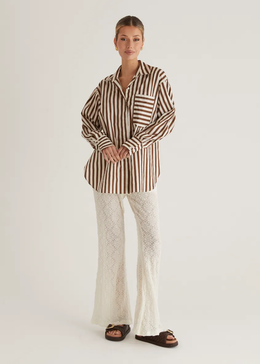Lola Shirt - Choc Stripe sold by Gingham & Heels product image thumbnail 2