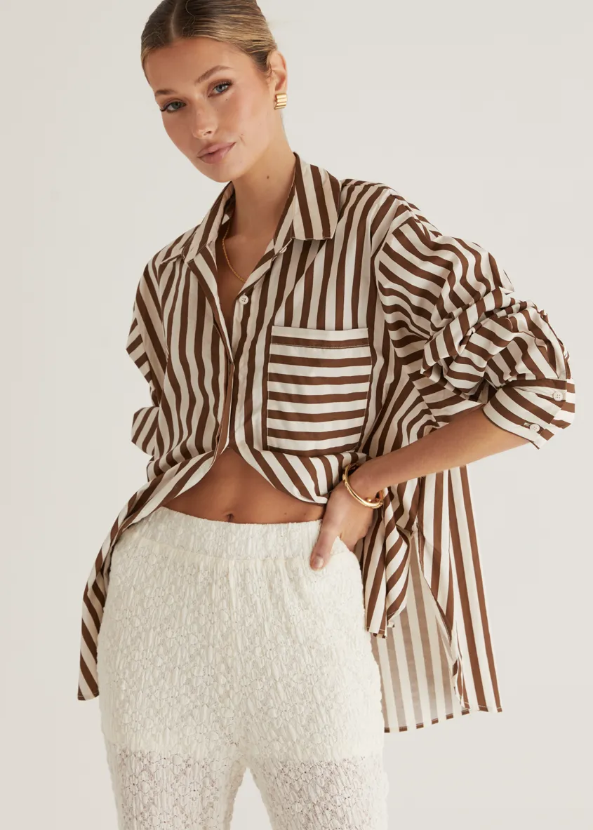 Lola Shirt - Choc Stripe sold by Gingham & Heels product image thumbnail 5