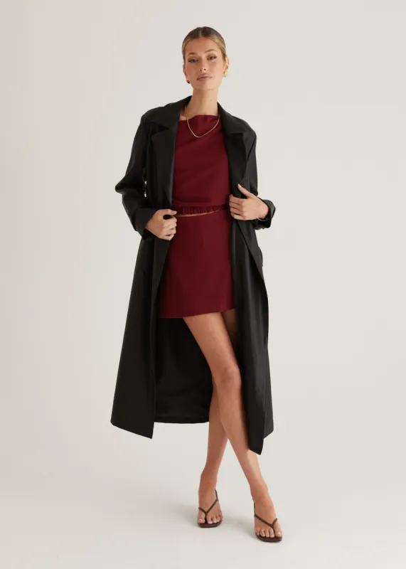 Chanti PU Trench Coat - Black sold by Gingham & Heels