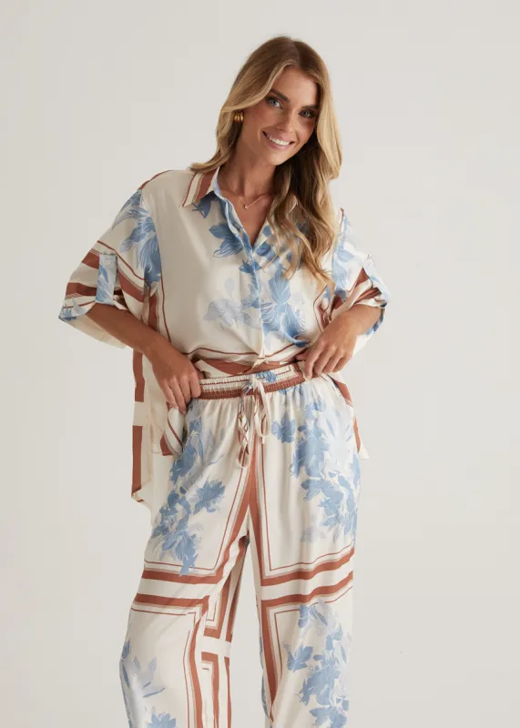 Kaycie Pants - Blue Flowers sold by Gingham & Heels